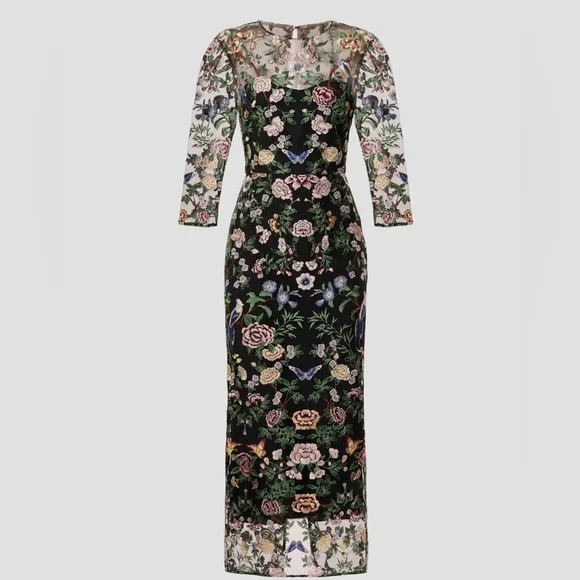 Green Embroidered Cocktail Dress Marchesa Notte Floral Mesh Cocktail Dress Black Sheer Embroidered Midi Sz Green Embroidered Cocktail Dress Marchesa Notte Floral Mesh Cocktail Dress Black Sheer Embroidered Midi Sz